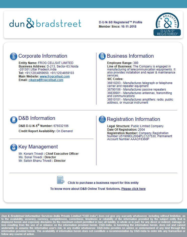 Frog Cellsat dunsregistered